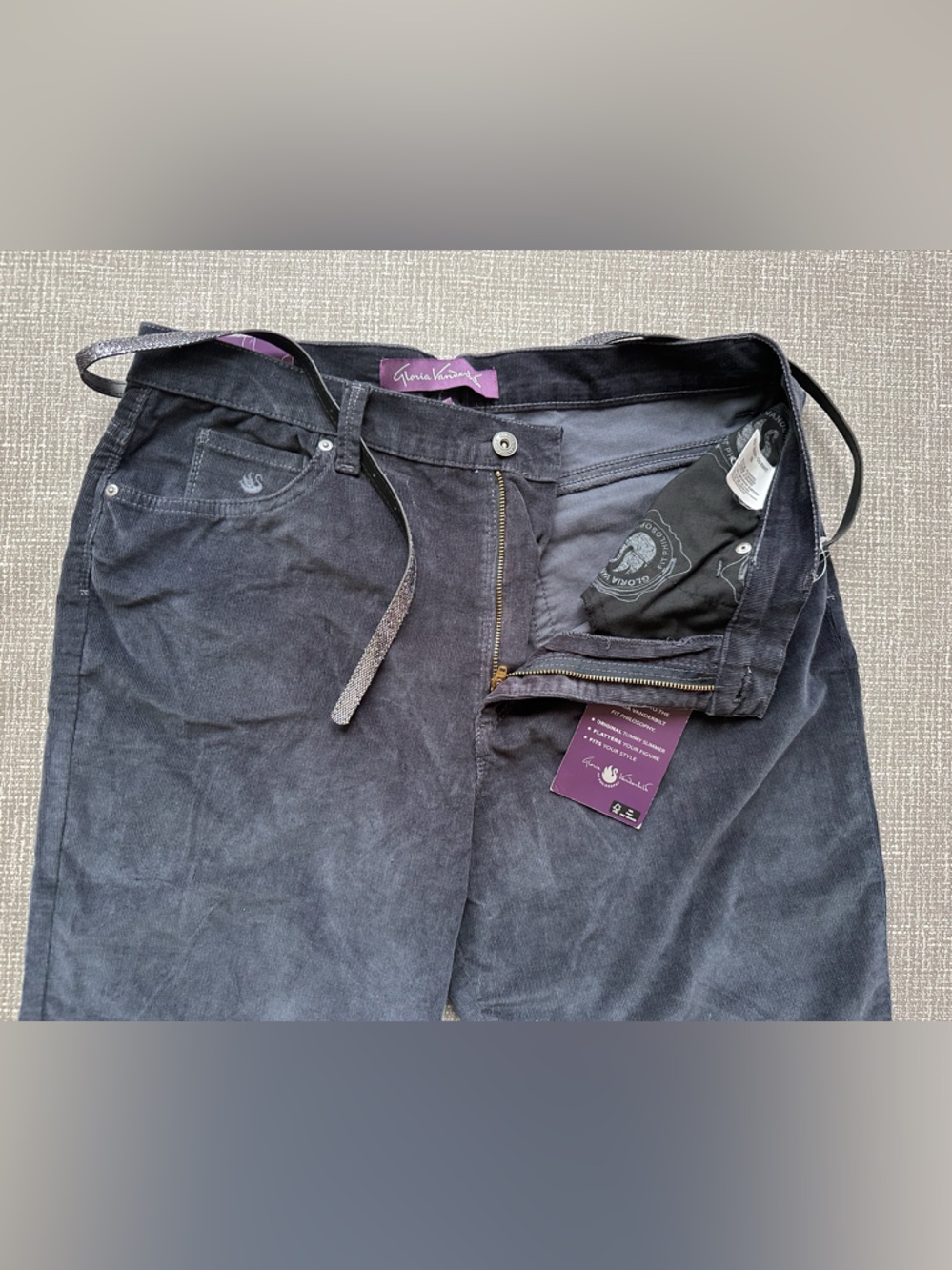 Gloria Vanderbilt Amanda Corduroy Pants Women's 16 Gray Classic Fit Straight NWT - Picture 3 of 14